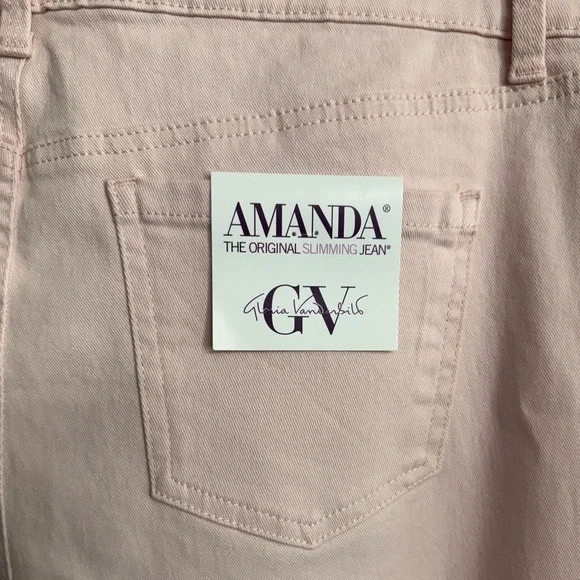 NWT Womens Sz 16P Gloria Vanderbilt Amanda  High Rise Straight Leg Pink Jeans - Picture 6 of 11